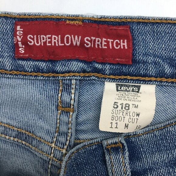 Vintage Levi's 518 Super Low Bootcut Stretch Frayed Hems Jrs size 11 length 32" - Picture 4 of 10